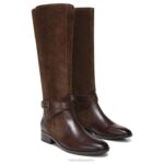 mujer Naturalizer barra de chocolate de cuero bota de montar rena de pantorrilla ancha RTZ4T255