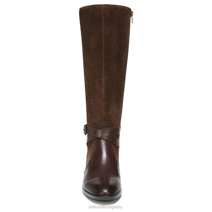 mujer Naturalizer barra de chocolate de cuero bota de montar rena de pantorrilla ancha RTZ4T255 - Imagen 4