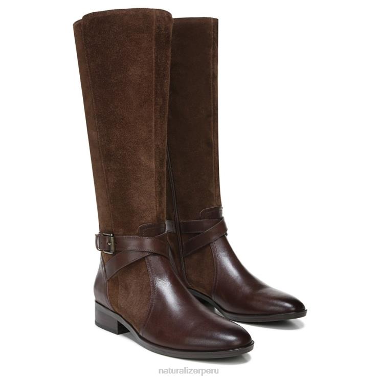 mujer Naturalizer barra de chocolate de cuero bota de montar rena de pantorrilla ancha RTZ4T255 - Imagen 1