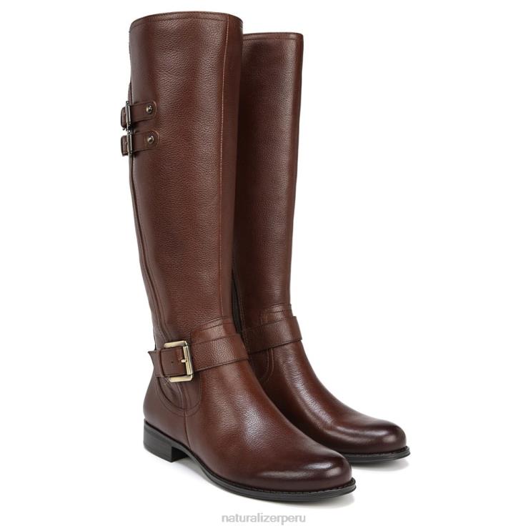 mujer Naturalizer barra de chocolate de cuero botas hasta la rodilla de pantorrilla ancha jessie RTZ4T272 - Imagen 1