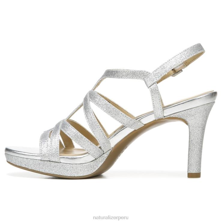 mujer Naturalizer brillo plateado sintético sandalia de vestir baylor RTZ4T580 - Imagen 3