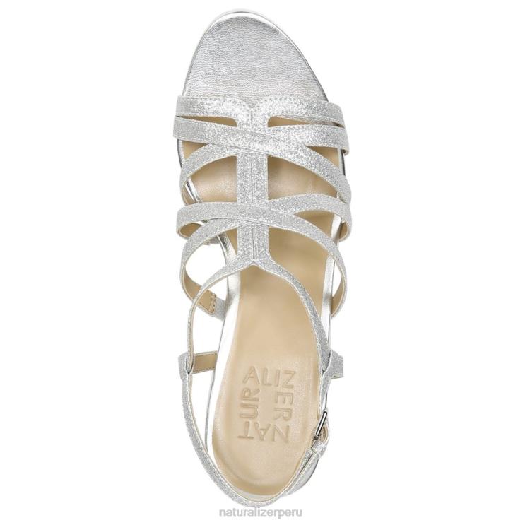 mujer Naturalizer brillo plateado sintético sandalia de vestir baylor RTZ4T580 - Imagen 4