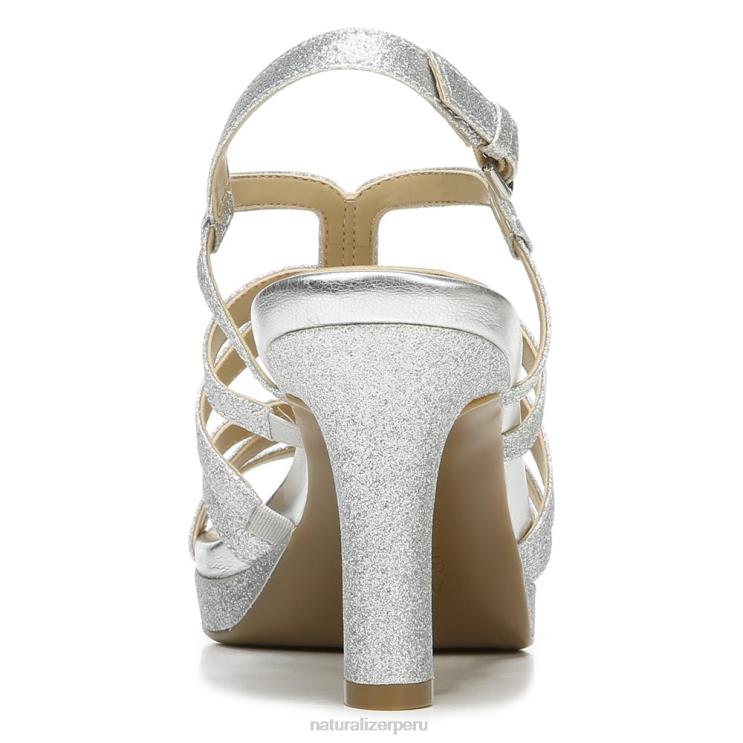 mujer Naturalizer brillo plateado sintético sandalia de vestir baylor RTZ4T580 - Imagen 6