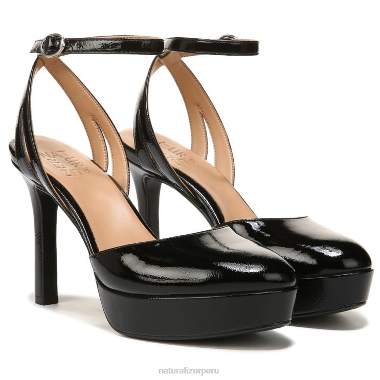 mujer Naturalizer charol negro zapatos de tacón con correa en el tobillo clarice RTZ4T171 - Imagen 1