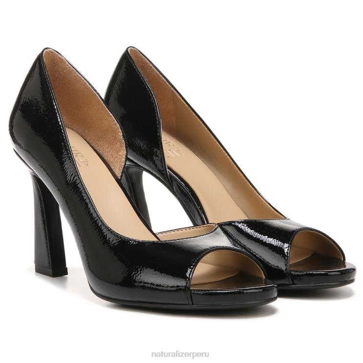 mujer Naturalizer charol negro zapatos de tacón peep toe resistentes RTZ4T538 - Imagen 1