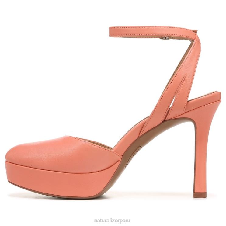 mujer Naturalizer coral melocotón sintético zapatos de tacón con correa en el tobillo clarice RTZ4T174 - Imagen 3