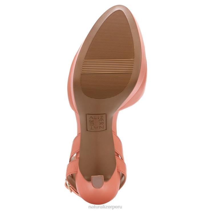 mujer Naturalizer coral melocotón sintético zapatos de tacón con correa en el tobillo clarice RTZ4T174 - Imagen 7