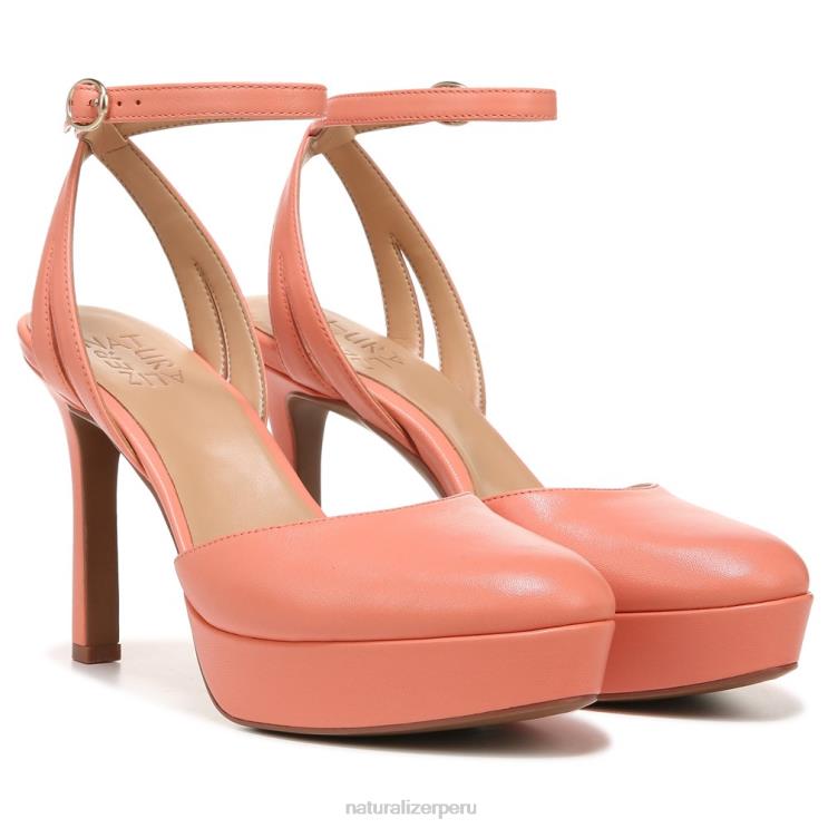 mujer Naturalizer coral melocotón sintético zapatos de tacón con correa en el tobillo clarice RTZ4T174 - Imagen 1