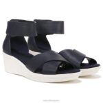 mujer Naturalizer cuero azul marino sandalia con cuña riviera RTZ4T158
