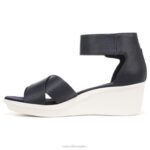 mujer Naturalizer cuero azul marino sandalia con cuña riviera RTZ4T158 - Imagen 3