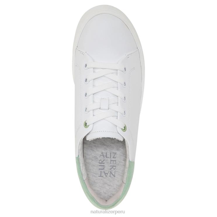mujer Naturalizer cuero blanco/verde menta tenis morrison 2.0 con cordones RTZ4T92 - Imagen 4