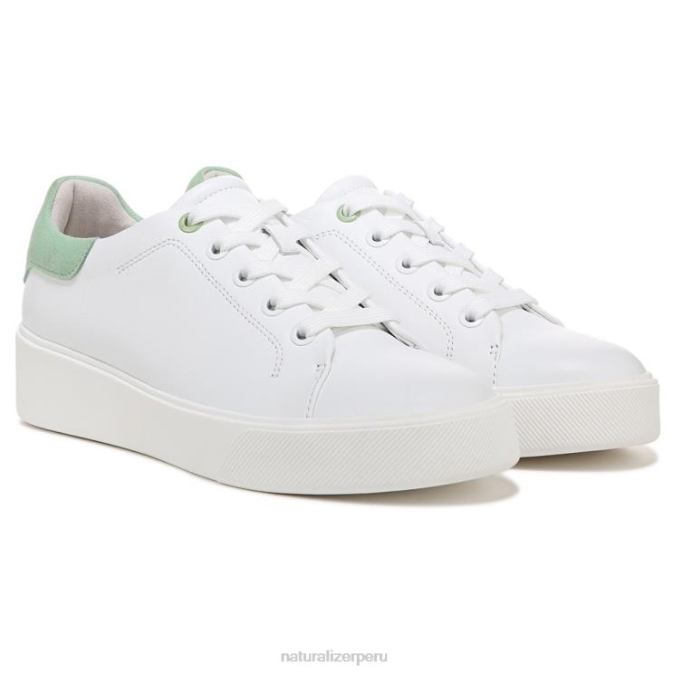 mujer Naturalizer cuero blanco/verde menta tenis morrison 2.0 con cordones RTZ4T92 - Imagen 1
