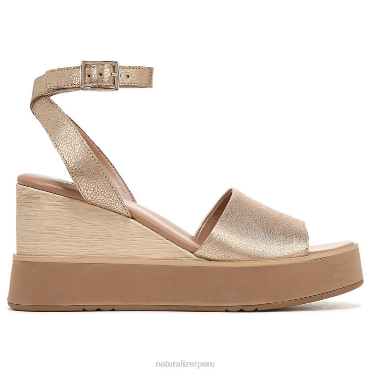 mujer Naturalizer cuero dorado suave sandalia con cuña brynn RTZ4T363 - Imagen 2