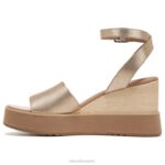 mujer Naturalizer cuero dorado suave sandalia con cuña brynn RTZ4T363 - Imagen 3