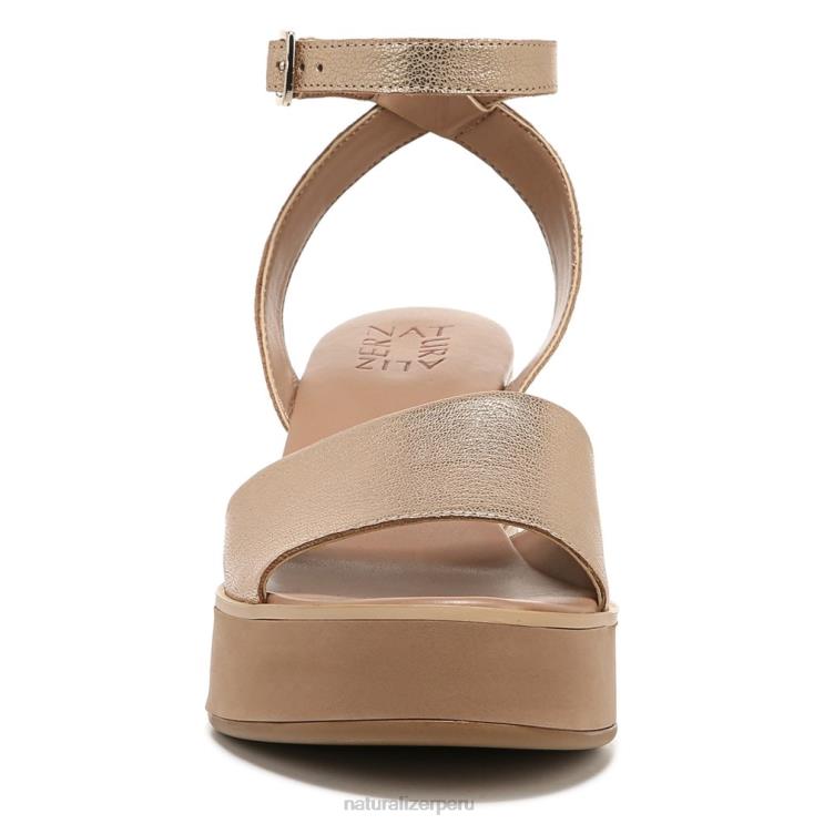 mujer Naturalizer cuero dorado suave sandalia con cuña brynn RTZ4T363 - Imagen 5