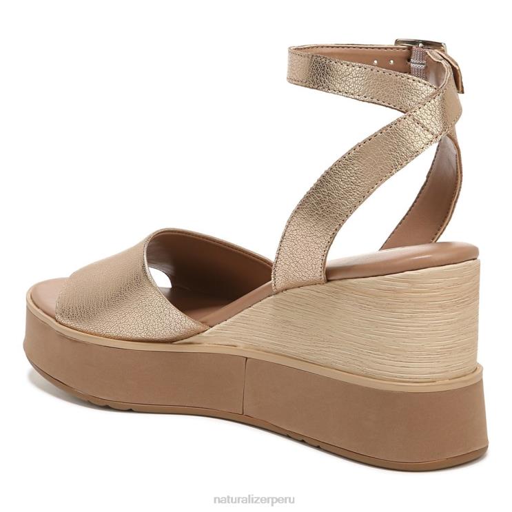 mujer Naturalizer cuero dorado suave sandalia con cuña brynn RTZ4T363 - Imagen 8