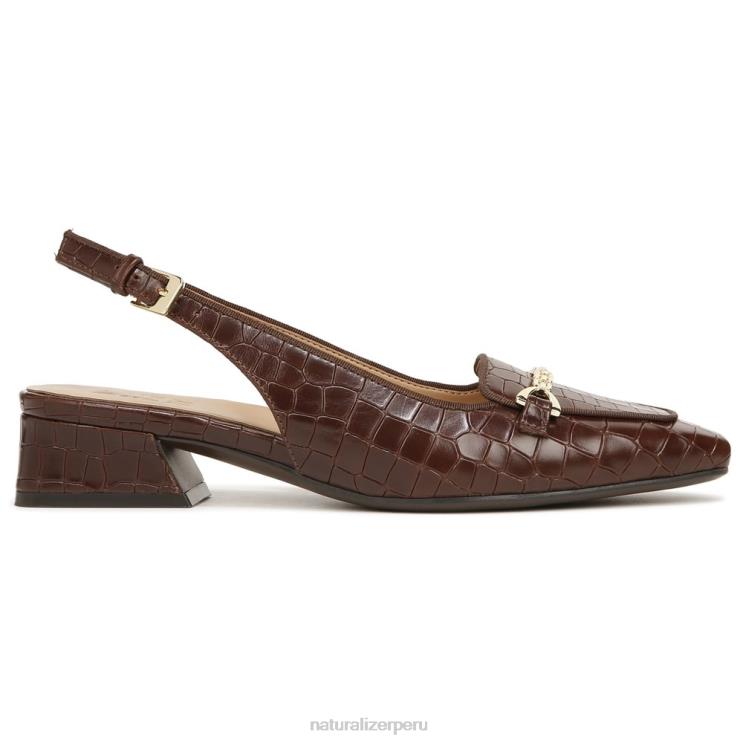 mujer Naturalizer cuero marron bruno zapatos planos lindsey con tira trasera RTZ4T58 - Imagen 2