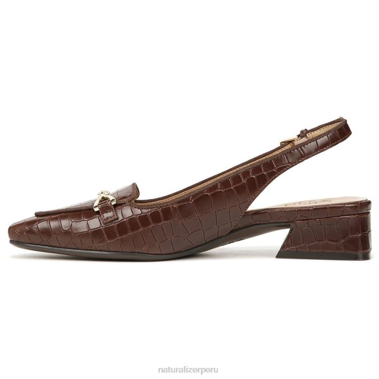 mujer Naturalizer cuero marron bruno zapatos planos lindsey con tira trasera RTZ4T58 - Imagen 3