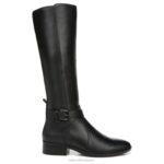 mujer Naturalizer cuero negro bota de montar rena de pantorrilla ancha RTZ4T253 - Imagen 2