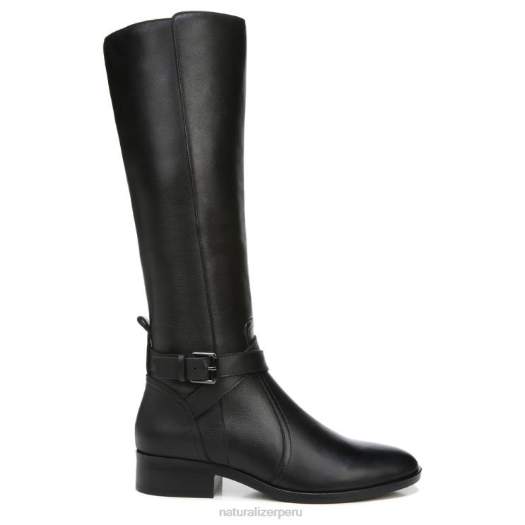 mujer Naturalizer cuero negro bota de montar rena de pantorrilla ancha RTZ4T253 - Imagen 2