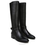 mujer Naturalizer cuero negro bota de montar rena de pantorrilla ancha RTZ4T253