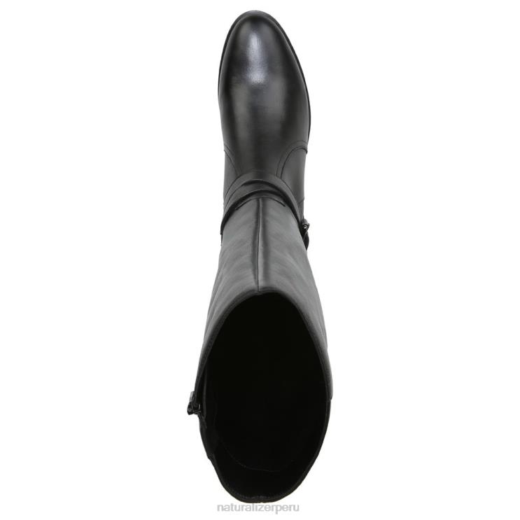 mujer Naturalizer cuero negro bota de montar rena de pantorrilla ancha RTZ4T253 - Imagen 4