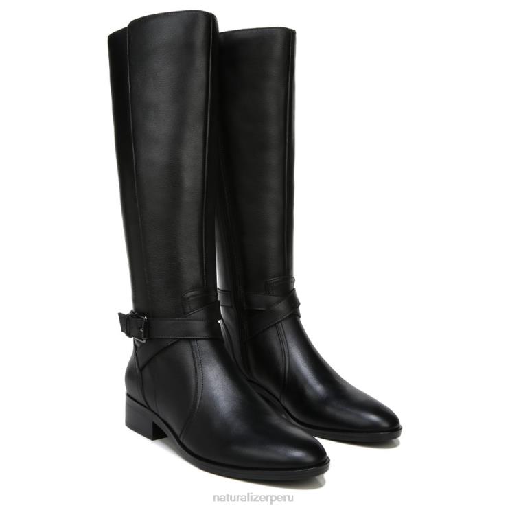 mujer Naturalizer cuero negro bota de montar rena de pantorrilla ancha RTZ4T253 - Imagen 1