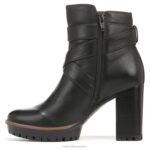 mujer Naturalizer cuero negro bota lira RTZ4T656 - Imagen 3