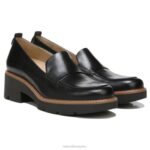 mujer Naturalizer cuero negro mocasines con suela dentada Darry RTZ4T164
