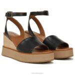 mujer Naturalizer cuero negro sandalia con cuña brynn RTZ4T362