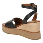 mujer Naturalizer cuero negro sandalia con cuña brynn RTZ4T362 - Imagen 9