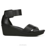 mujer Naturalizer cuero negro sandalia con cuña riviera RTZ4T155 - Imagen 2