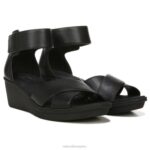 mujer Naturalizer cuero negro sandalia con cuña riviera RTZ4T155