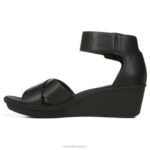mujer Naturalizer cuero negro sandalia con cuña riviera RTZ4T155 - Imagen 3