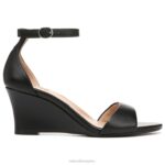 mujer Naturalizer cuero negro sandalia cuña vera RTZ4T121 - Imagen 2