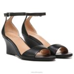 mujer Naturalizer cuero negro sandalia cuña vera RTZ4T121
