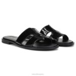 mujer Naturalizer cuero negro sandalia fama RTZ4T288