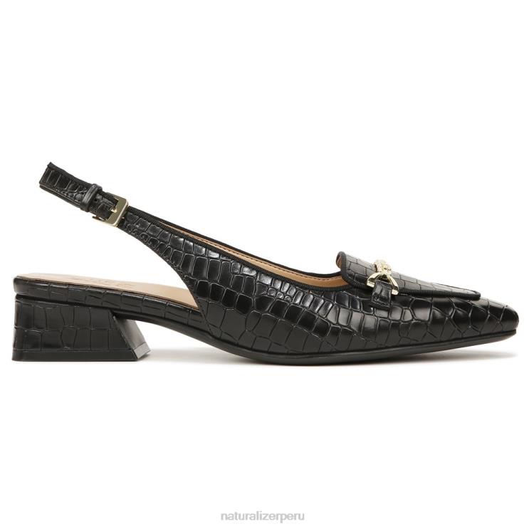 mujer Naturalizer cuero negro zapatos planos lindsey con tira trasera RTZ4T57 - Imagen 2