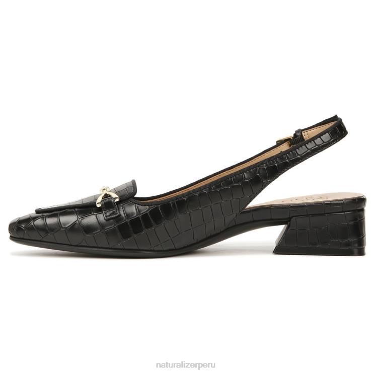 mujer Naturalizer cuero negro zapatos planos lindsey con tira trasera RTZ4T57 - Imagen 3