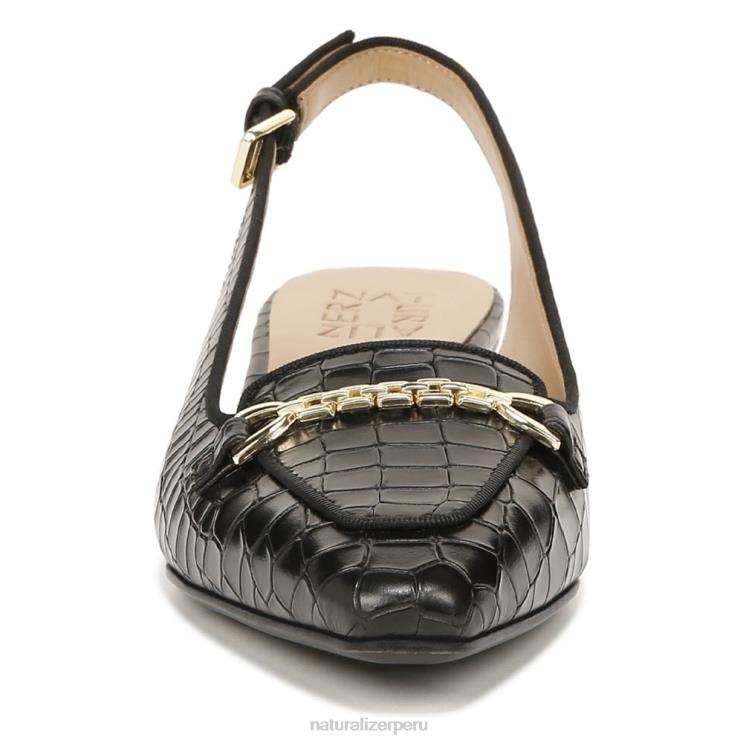 mujer Naturalizer cuero negro zapatos planos lindsey con tira trasera RTZ4T57 - Imagen 5