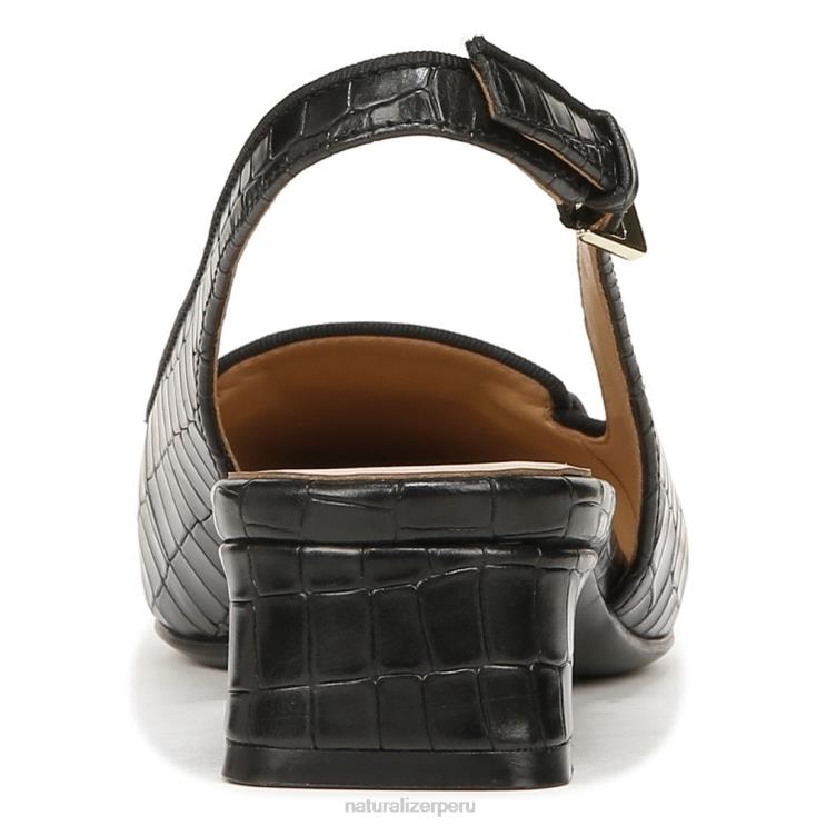 mujer Naturalizer cuero negro zapatos planos lindsey con tira trasera RTZ4T57 - Imagen 6