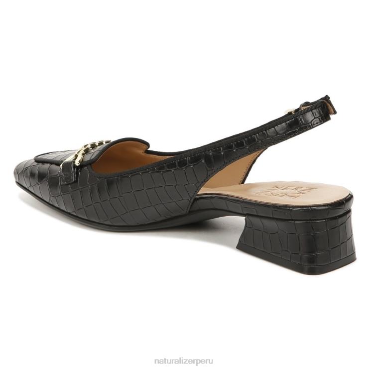 mujer Naturalizer cuero negro zapatos planos lindsey con tira trasera RTZ4T57 - Imagen 8