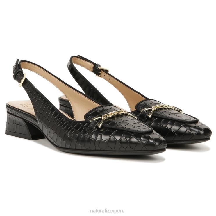 mujer Naturalizer cuero negro zapatos planos lindsey con tira trasera RTZ4T57 - Imagen 1