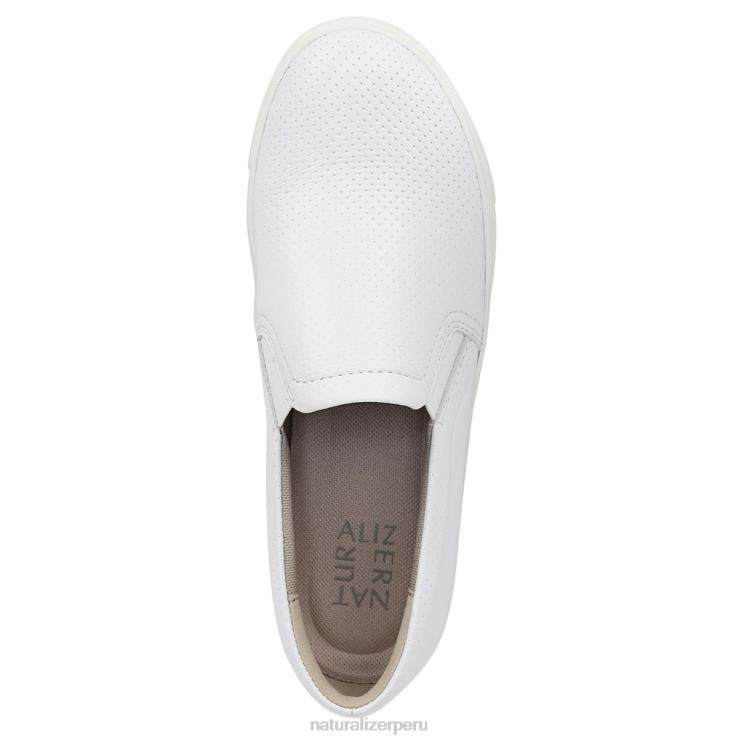 mujer Naturalizer cuero perforado blanco marianne slip en la zapatilla de deporte RTZ4T511 - Imagen 4