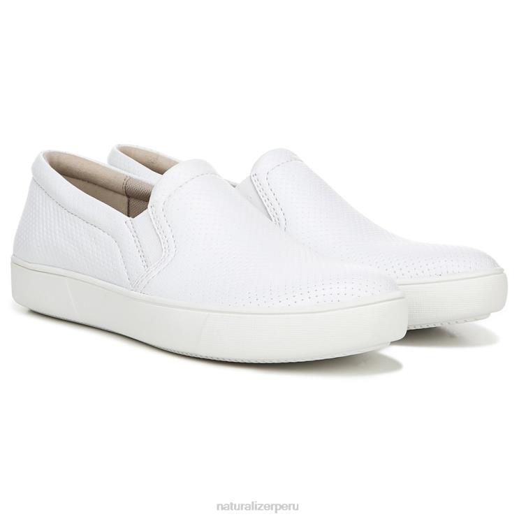 mujer Naturalizer cuero perforado blanco marianne slip en la zapatilla de deporte RTZ4T511 - Imagen 1