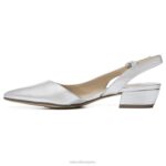 mujer Naturalizer cuero plateado bancos puntiagudos planos RTZ4T80 - Imagen 3