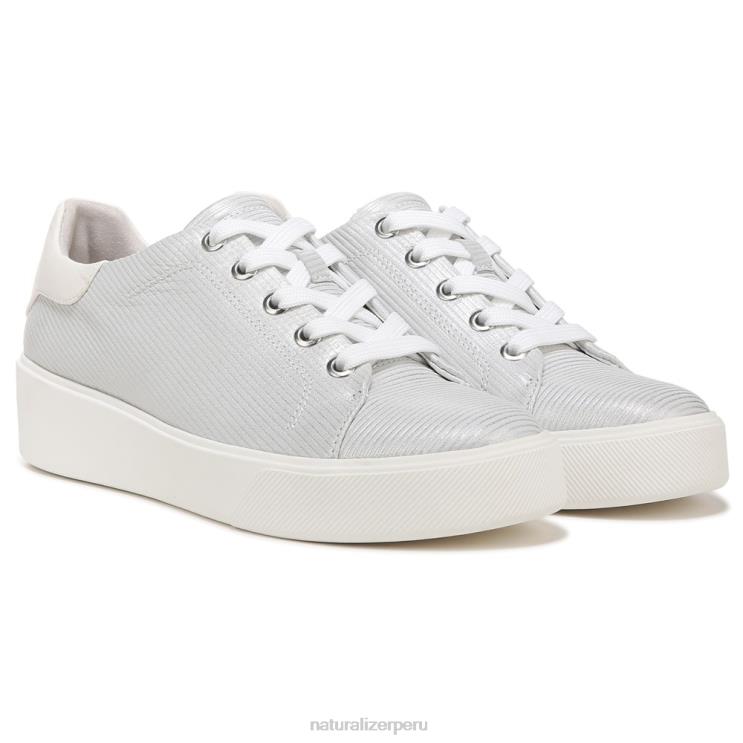 mujer Naturalizer cuero plateado tenis morrison 2.0 con cordones RTZ4T93 - Imagen 1