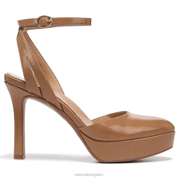 mujer Naturalizer marrón café charol zapatos de tacón con correa en el tobillo clarice RTZ4T173 - Imagen 2