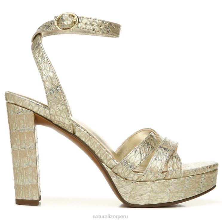 mujer Naturalizer piel de serpiente metalizada dorada sandalia de vestir mallory RTZ4T494 - Imagen 2