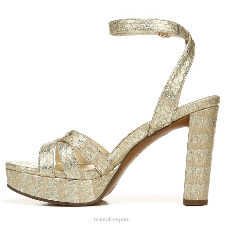 mujer Naturalizer piel de serpiente metalizada dorada sandalia de vestir mallory RTZ4T494 - Imagen 3